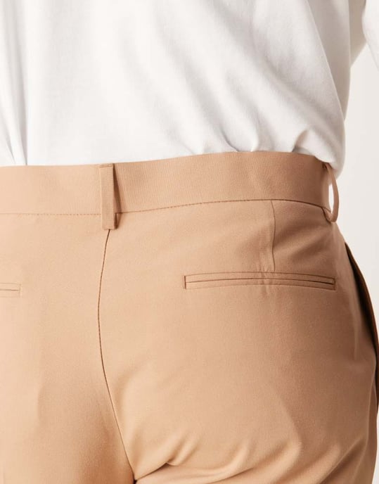 ASOS DESIGN raka kostymbyxor i kamel - Image 2