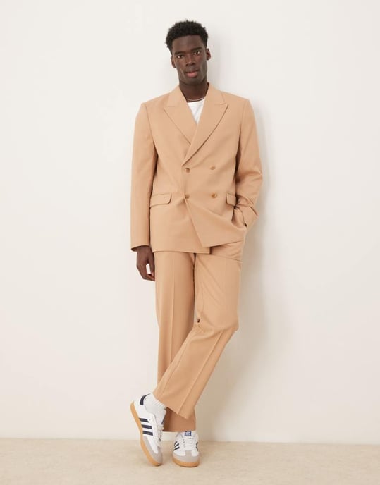 ASOS DESIGN raka kostymbyxor i kamel - Image 4