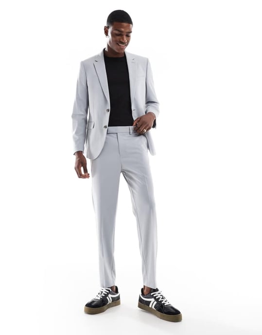 ASOS DESIGN tapered kostymbyxor i grått - Image 1