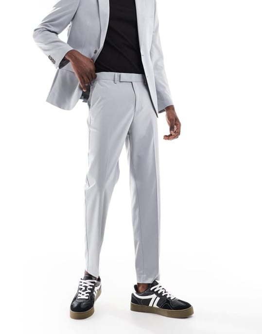 ASOS DESIGN tapered kostymbyxor i grått - Image 2