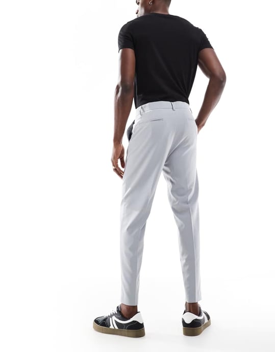 ASOS DESIGN tapered kostymbyxor i grått - Image 4
