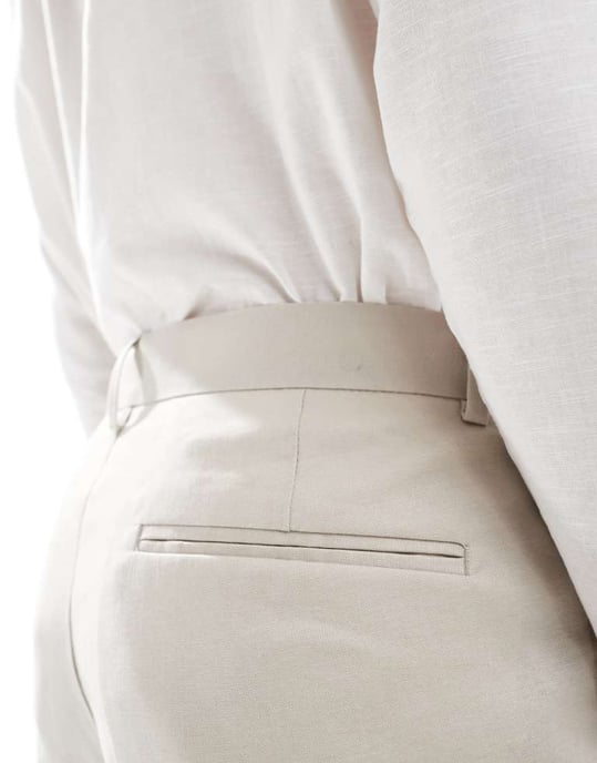 ASOS DESIGN rak linnebyxa i stenfarben - Image 3
