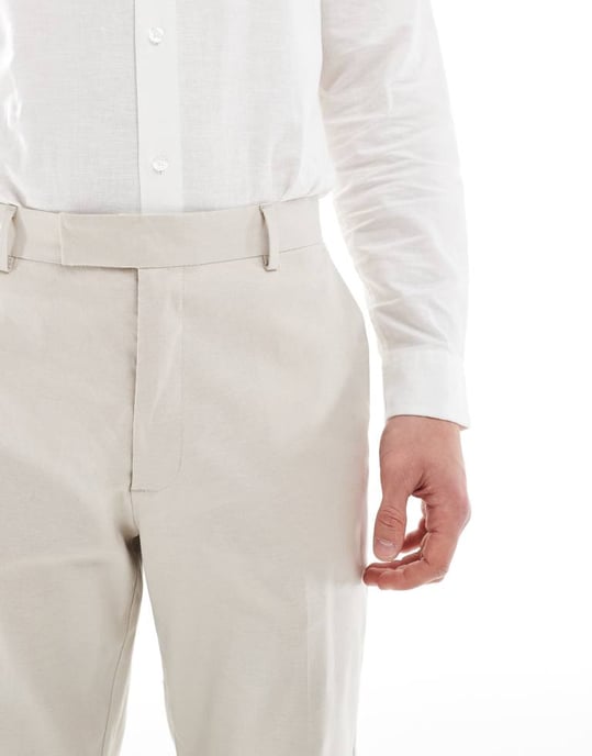 ASOS DESIGN rak linnebyxa i stenfarben - Image 4