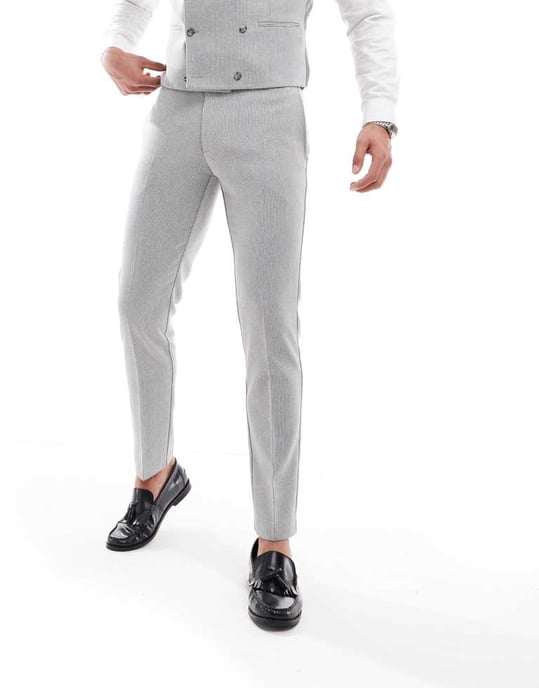 ASOS DESIGN skinny kostymbyxor med ull i grått - Image 2