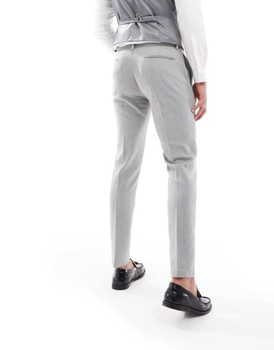ASOS DESIGN skinny kostymbyxor med ull i grått - Image 4