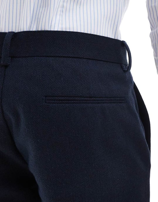 ASOS DESIGN smala kostymbyxor i blå kornväv med ull - Image 3