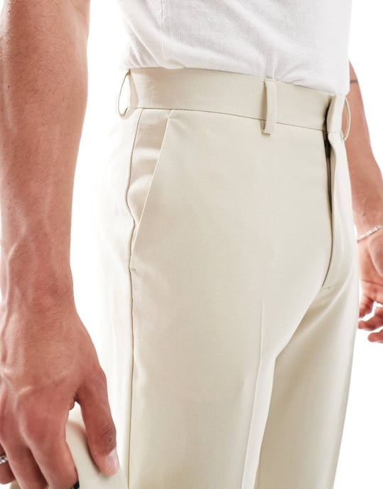 ASOS DESIGN raka cropped kostymbyxor i stengrå - Image 3