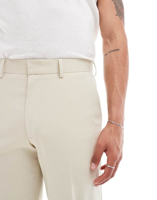 ASOS DESIGN raka cropped kostymbyxor i stengrå - Image 4