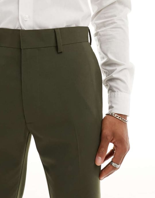 ASOS DESIGN slim tuxedobyxor i grön - Image 2