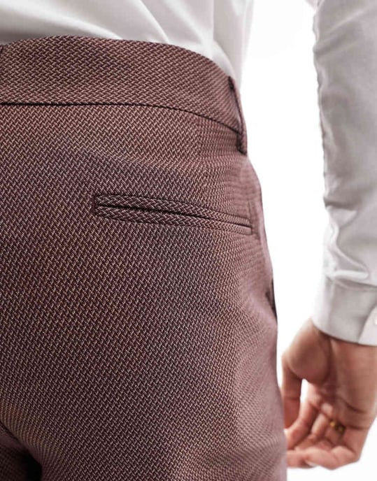 ASOS DESIGN bröllop slim byxor i vinsvart mikrotjocklek - Image 4