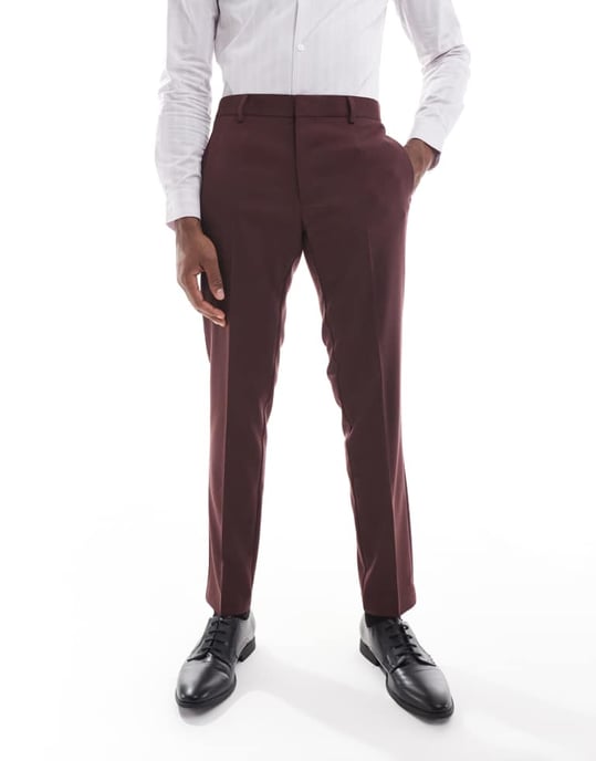 ASOS DESIGN smala kostymbyxor i brunt - Image 2