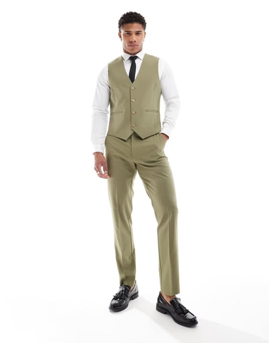 ASOS DESIGN slim byxor i salvia - Image 1