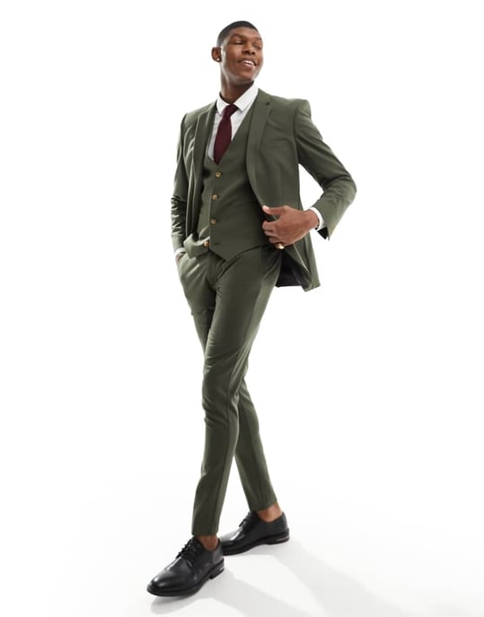 ASOS DESIGN super slim kostymbyxa i khaki - Image 2