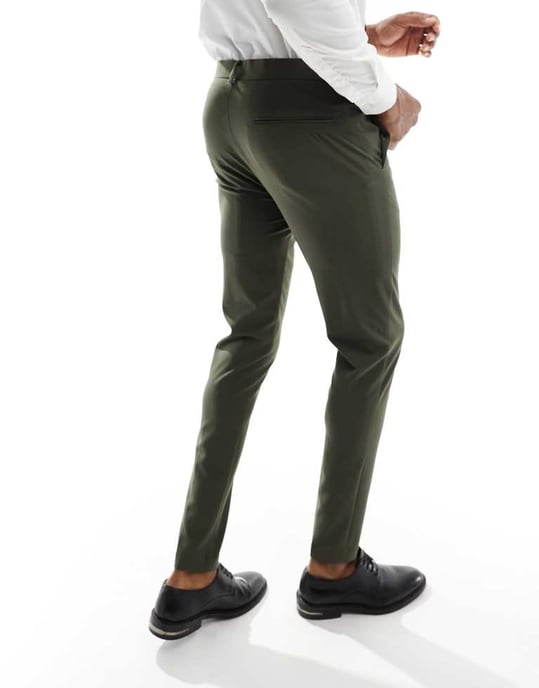 ASOS DESIGN super slim kostymbyxa i khaki - Image 4