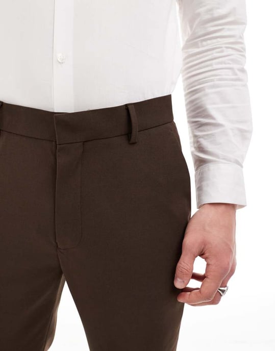 ASOS DESIGN slim fit kostymbyxa i chokladbrun - Image 2
