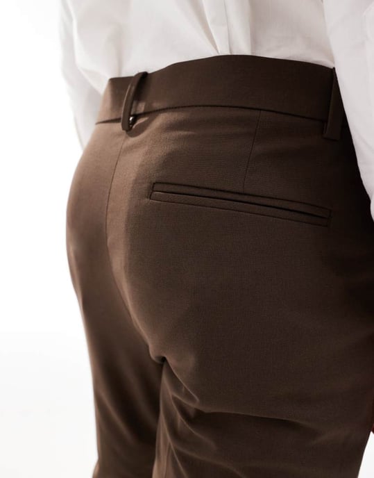 ASOS DESIGN slim fit kostymbyxa i chokladbrun - Image 3