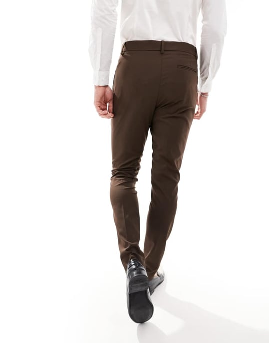ASOS DESIGN slim fit kostymbyxa i chokladbrun - Image 4