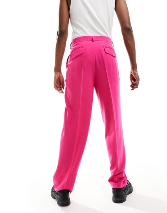 ASOS DESIGN vida kostymbyxor i hot pink crepe - Image 2