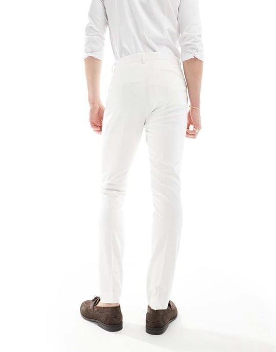 ASOS DESIGN smal passform kostymbyxa i ljus sten - Image 2