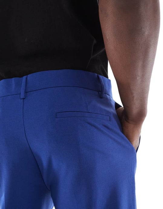 ASOS DESIGN slim beskurna kostymbyxor i kungligt blå - Image 2