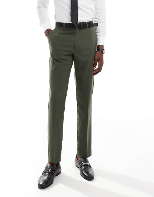 ASOS DESIGN slim passform kostymbyxa i mörkgrön - Image 1