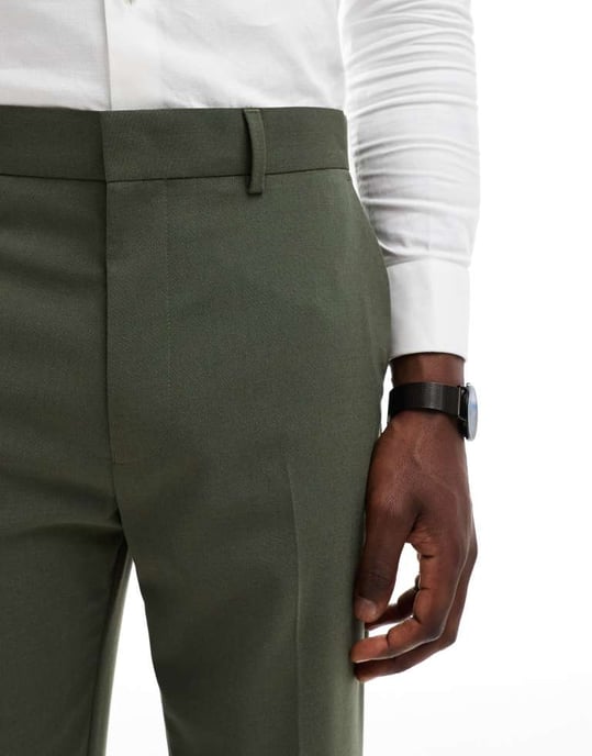 ASOS DESIGN slim passform kostymbyxa i mörkgrön - Image 2