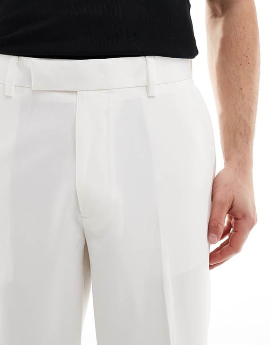 ASOS DESIGN smart oversized tapered byxor i vitt - Image 3