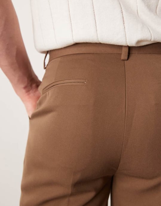 ASOS DESIGN smart tapered passform byxor i brunt - Image 3
