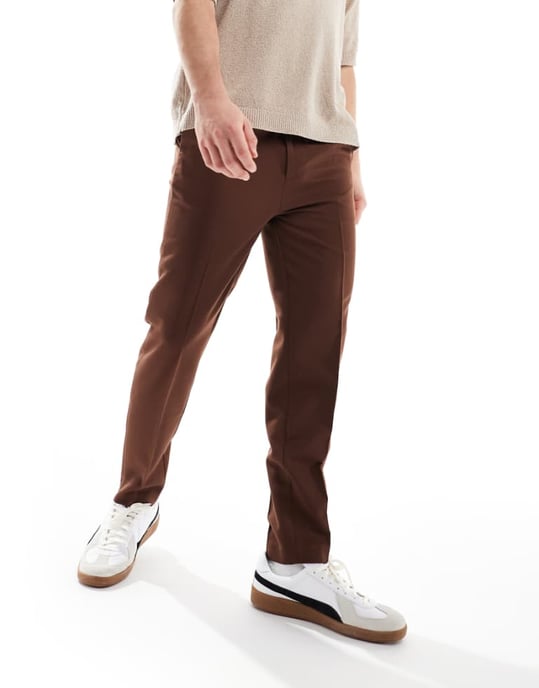 ASOS DESIGN smart tapered byxor i brun - Image 1