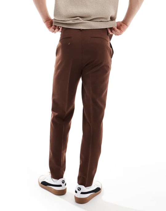 ASOS DESIGN smart tapered byxor i brun - Image 3