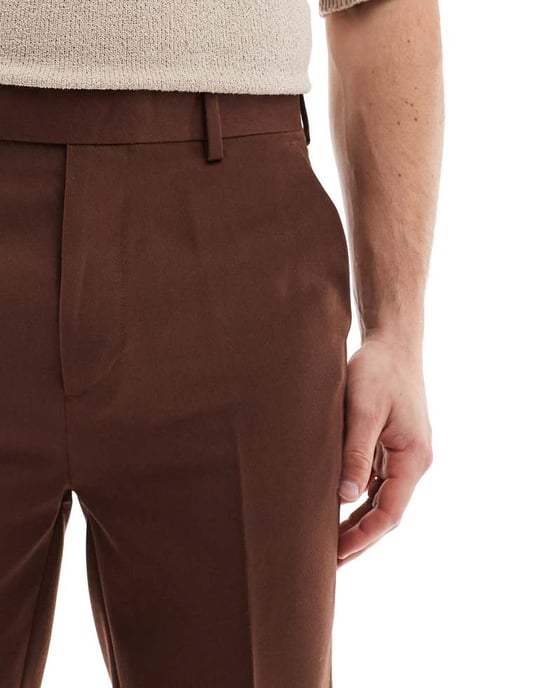 ASOS DESIGN smart tapered byxor i brun - Image 4
