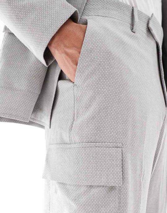 ASOS DESIGN breda cargo byxor med mikrotextur i grått - Image 2
