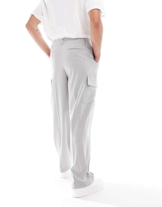 ASOS DESIGN breda cargo byxor med mikrotextur i grått - Image 4