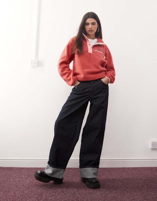 Columbia Helvetia II cropped half snap fleece in dare devil, pink sand - Image 3