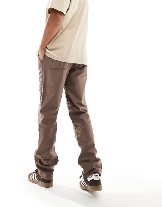 ASOS DESIGN raka passform ripstopbyxor i mörkbrunt - Image 2
