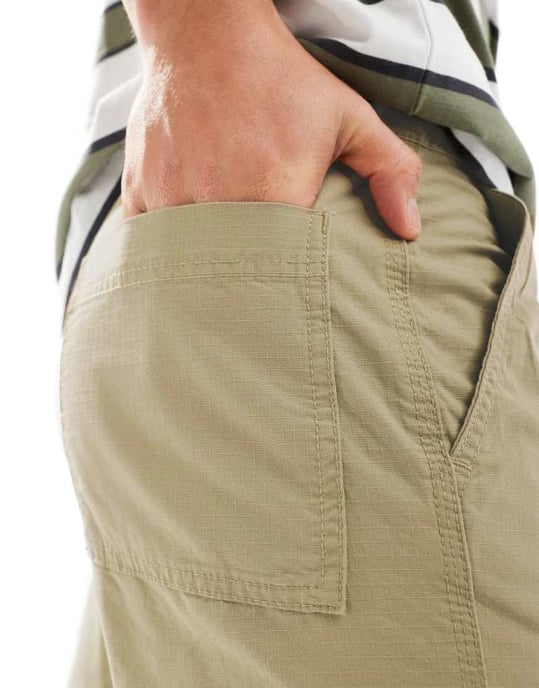 ASOS DESIGN rak passform ripstopbyxor i salviagrön - Image 3