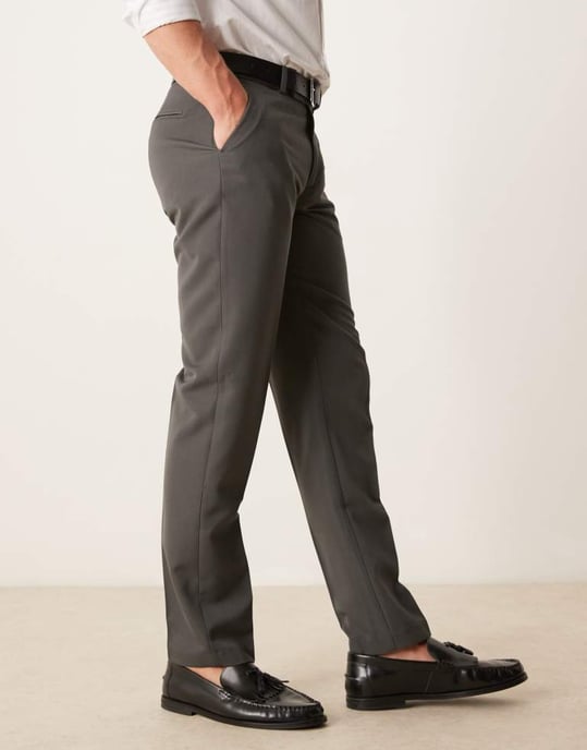 ASOS DESIGN smart slim fit byxor i mörkgrått - Image 2