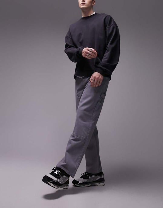 Topman lös snickarbyxor i grått - Image 1