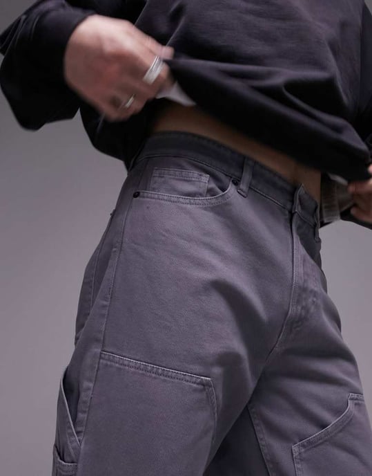 Topman lös snickarbyxor i grått - Image 2