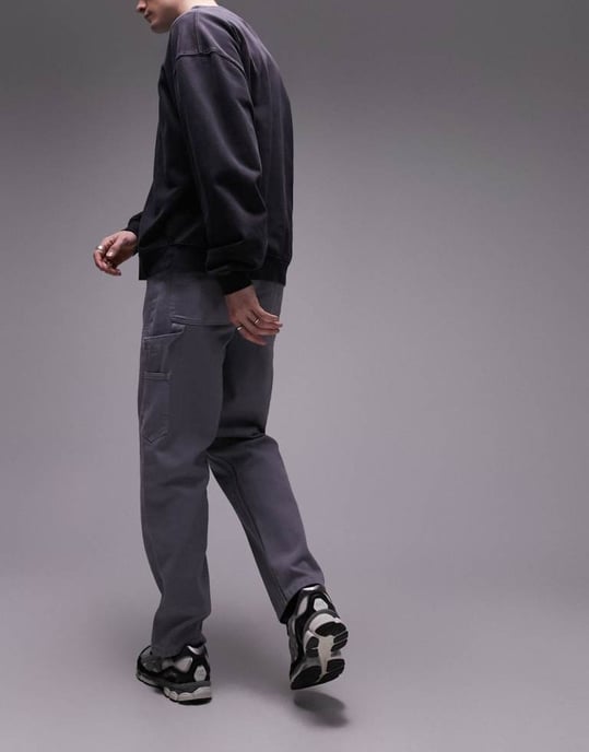 Topman lös snickarbyxor i grått - Image 3