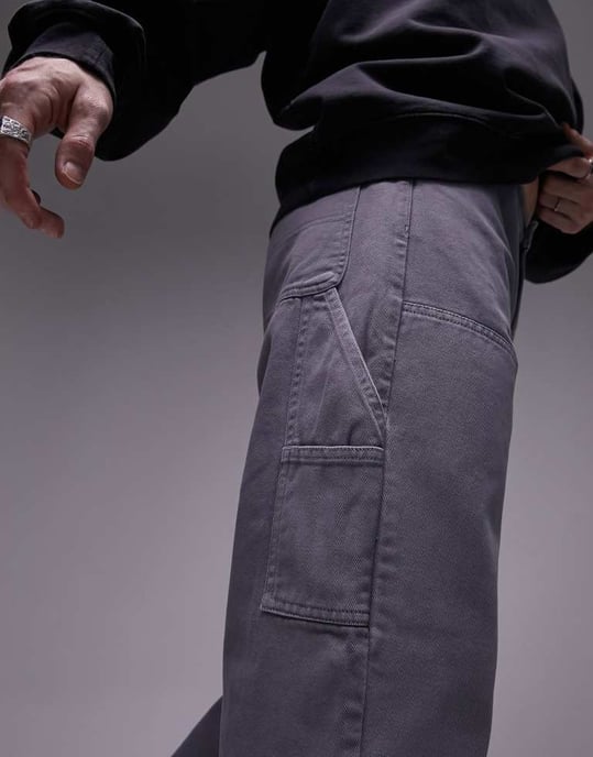 Topman lös snickarbyxor i grått - Image 4