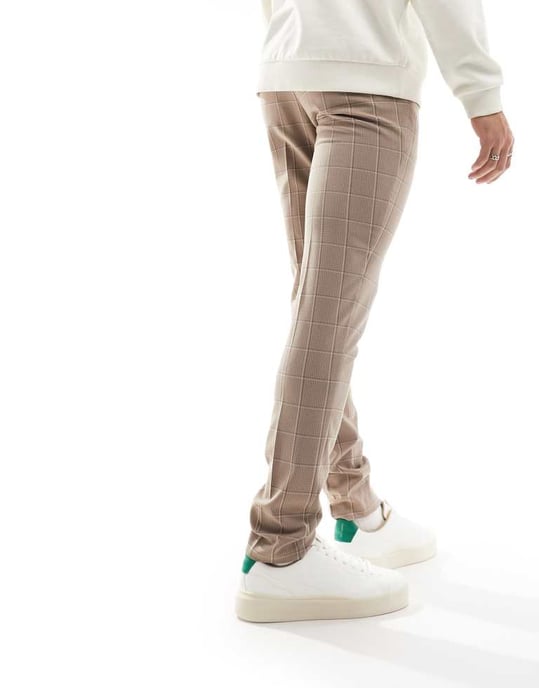 ASOS DESIGN smart skinny byxor i stenfärgad rutig mönster - Image 3
