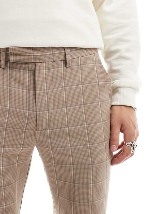 ASOS DESIGN smart skinny byxor i stenfärgad rutig mönster - Image 4
