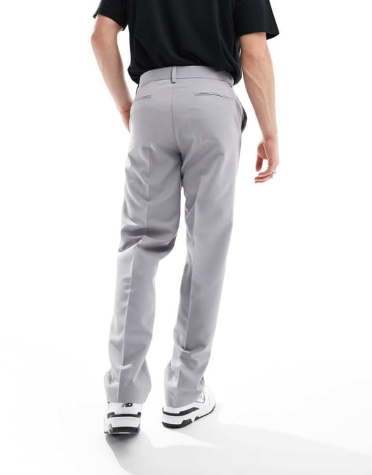 ASOS DESIGN smart raka byxor i ljusgrå - Image 3