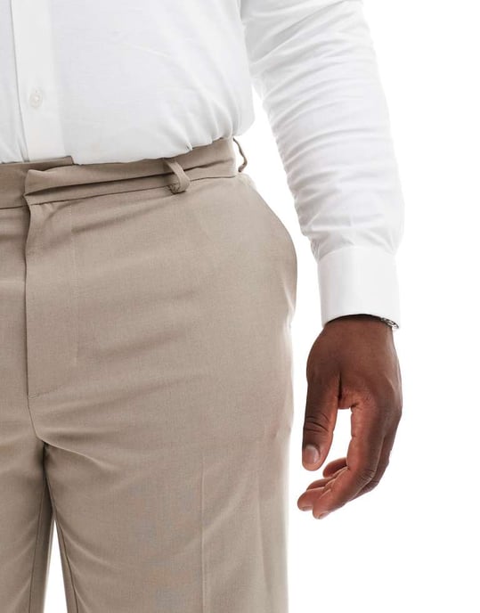 ASOS DESIGN smart raka byxor i stenfärg - Image 3