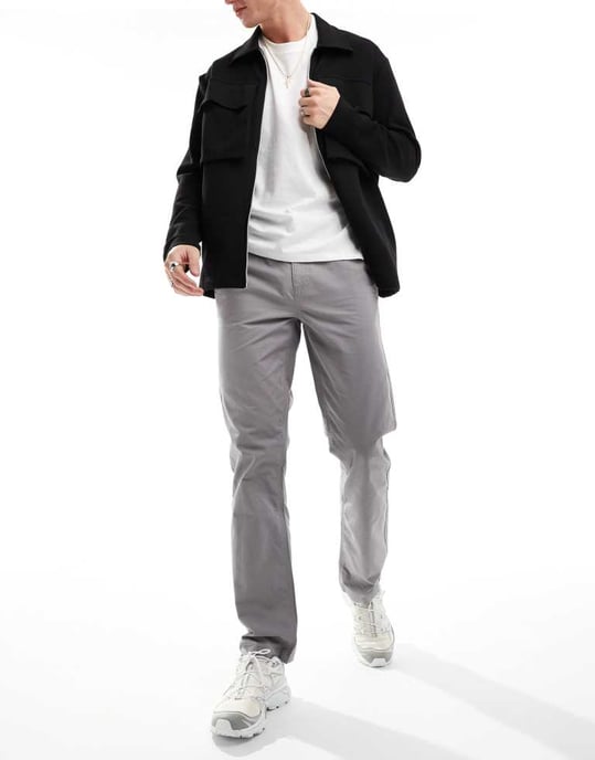 ASOS DESIGN raka ripstopbyxor i grått - Image 2