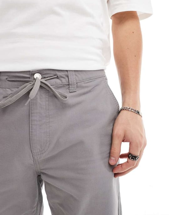 ASOS DESIGN raka ripstopbyxor i grått - Image 4