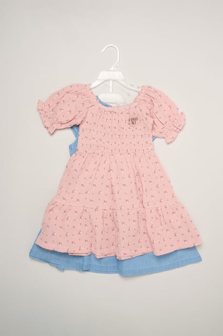 2-Pack Floral Print and Chambray Dresses - Image 2