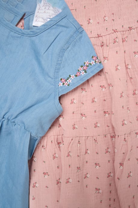 2-Pack Floral Print and Chambray Dresses - Image 3