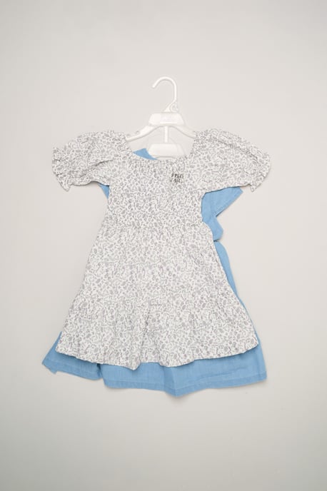 2-Pack Floral Print and Chambray Dresses - Image 2